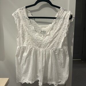 Lucky brand white embroidered tank top